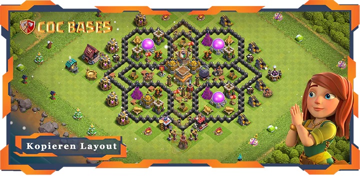 Beste Basis RH8 met Link, Anti 2 Stern, Anti Alles layout - Clash of Clans (109)