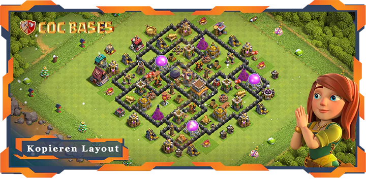 Beste Basis RH8 met Link, Anti 3 Stern, Anti Luft Drache layout - Clash of Clans (85)