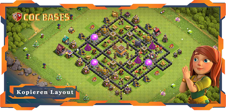 Beste Basis RH8 met Link, Anti 3 Stern, Hybrid layout - Clash of Clans (107)