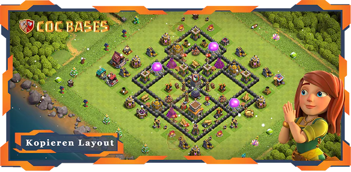Beste Basis RH8 met Link, Anti Trophäe, Anti Alles layout - Clash of Clans (63)