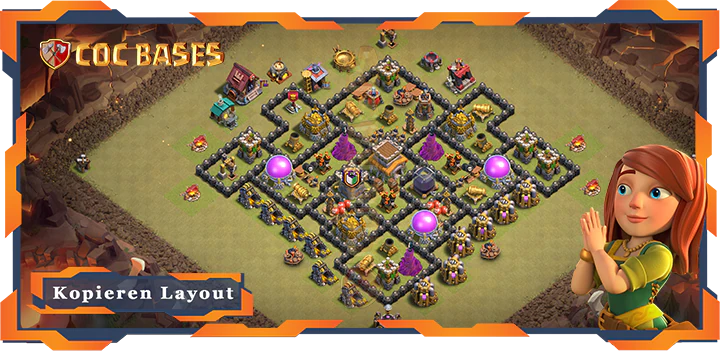 Beste Basis RH8 met Link, KriegCKL, Anti 3 Stern, Hybrid layout - Clash of Clans (104)