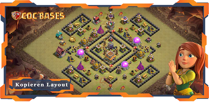 Beste Basis RH8 met Link, KriegCKL, Hybrid, Anti 3 Stern layout - Clash of Clans (102)