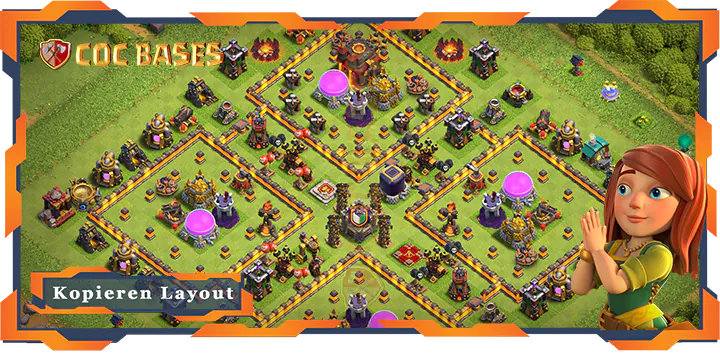 Beste Farmen Basis RH10 met Link, Hybrid, Anti Luft Drache layout - Clash of Clans (116)