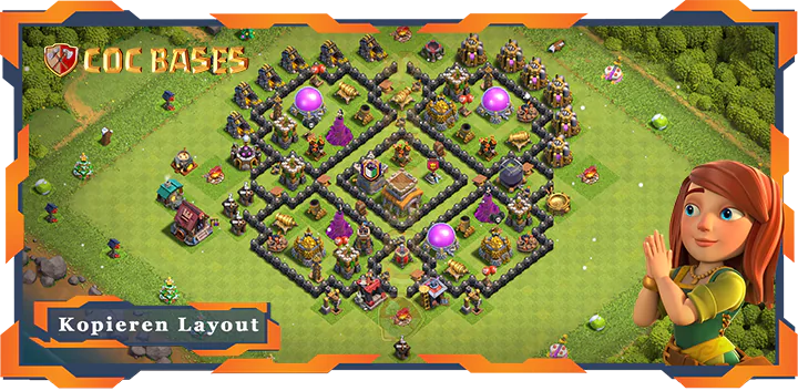 Beste Farmen Basis RH8 max level met Link, Hybrid, Anti 3 Stern layout - Clash of Clans (92)