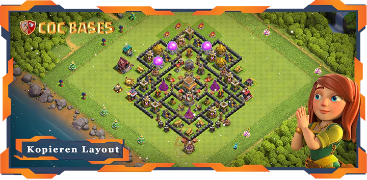 Beste Farmen Basis RH8 met Link, Anti Alles, Hybrid layout - Clash of Clans (112)