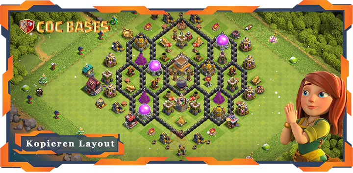 Beste Farmen Basis RH8 met Link, Anti Alles, Hybrid layout - Clash of Clans (99)