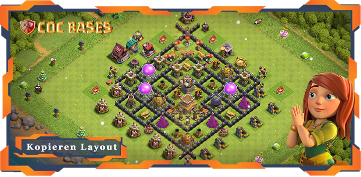 Beste Farmen Basis RH8 met Link, Anti Alles layout - Clash of Clans (90)