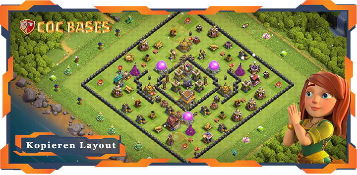 Beste Farmen Basis RH8 met Link, Hybrid, Anti 3 Stern layout - Clash of Clans (100)
