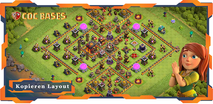 Beste Hybrid Basis RH10 met Link, Legenden-Liga, Anti Alles layout - Clash of Clans (146)