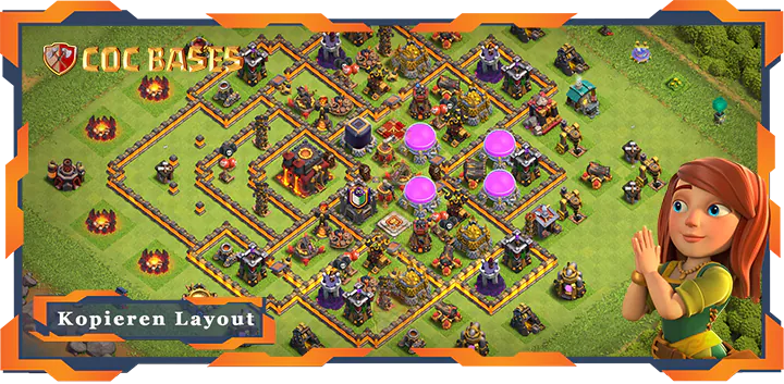 Beste Hybrid Basis RH10 met Link, Verdediging layout - Clash of Clans (147) 9 Beste Hybrid Basis RH10 met Link, Verdediging layout - Clash of Clans (147)