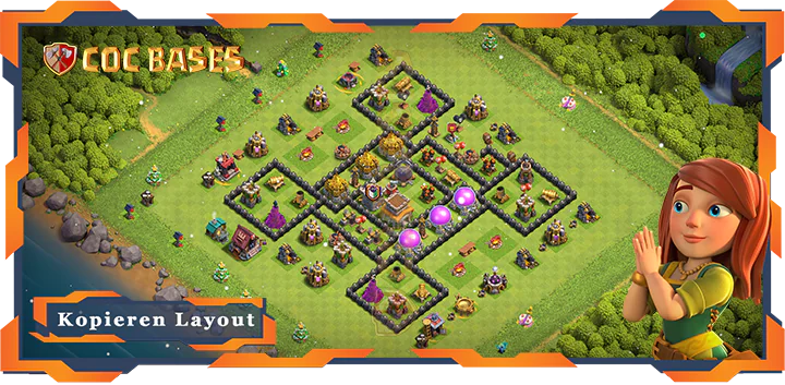Beste Hybrid Basis RH8 met Link, Anti 3 Stern layout - Clash of Clans (89)