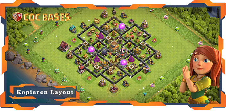 Beste Hybrid Basis RH8 met Link, Anti Luft Drache, Verdediging layout - Clash of Clans (64)