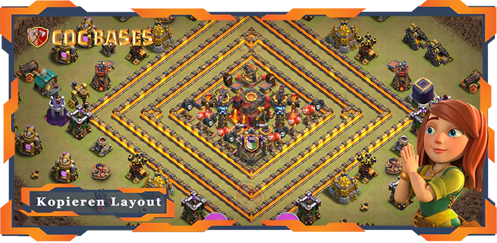 Beste Krieg Basis RH10 Max Levels met Link, Anti Alles layout - Clash of Clans (138)