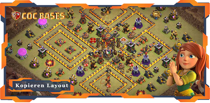 Beste Krieg Basis RH10 met Link, Anti 2 Stern, Legenden-Liga layout - Clash of Clans (124)