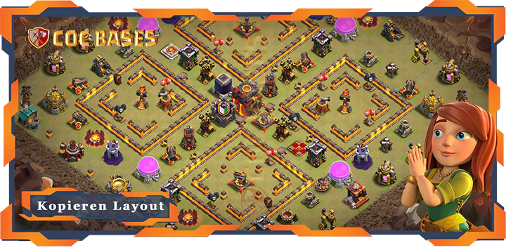Beste Krieg Basis RH10 met Link, Anti 3 Stern, Anti Luft Drache layout - Clash of Clans (135)