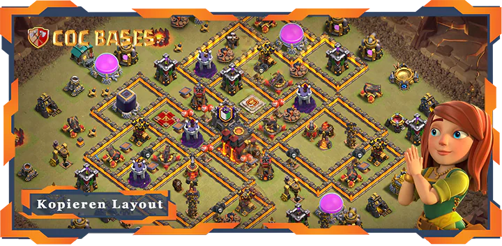 Beste Krieg Basis RH10 met Link, Verdediging, Anti Alles layout - Clash of Clans (144)
