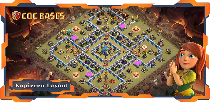 Beste Krieg Basis RH12 met Link, Anti 3 Stern, Anti Luft Elektro Drache layout - Clash of Clans (82)