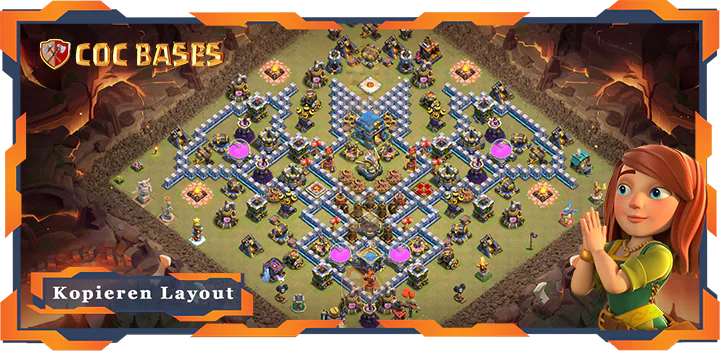Beste Krieg Basis RH12 met Link, Verteidigung, Hybrid layout - Clash of Clans (73)