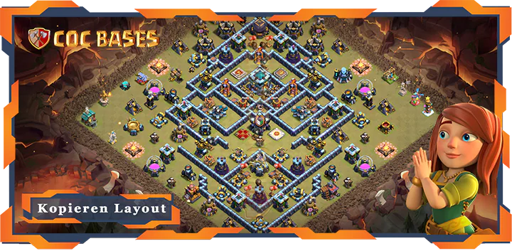 Beste Krieg Basis RH13 met Link, Anti 2 Stern, Anti Luft Elektro Drache layout - Clash of Clans (121)