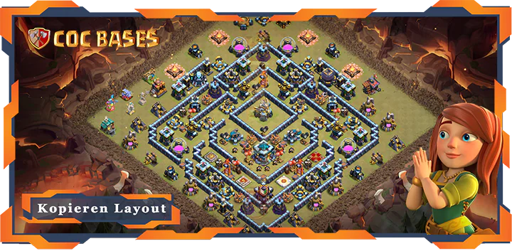 Beste Krieg Basis RH13 met Link, Anti 2 Stern, Legenden-Liga layout - Clash of Clans (142)