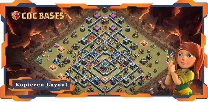 Beste Krieg Basis RH13 met Link, Anti 3 Stern, Anti Luft Elektro Drache layout - Clash of Clans (111)
