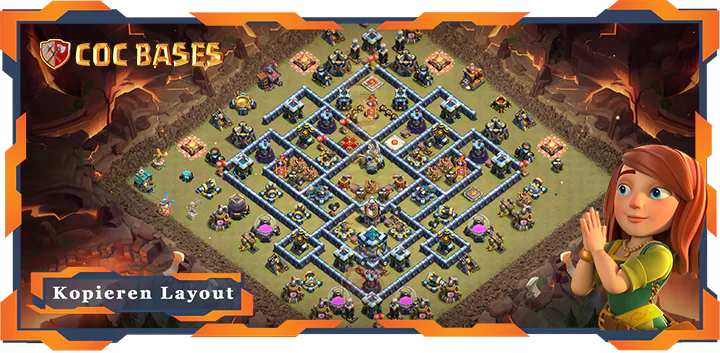 Beste Krieg Basis RH13 met Link, Anti 3 Stern, Anti Luft, Verteidigung layout - Clash of Clans (120)