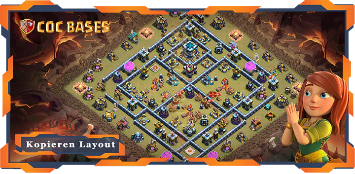 Beste Krieg Basis RH13 met Link, Anti 3 Sterne, Anti Luft Elektro Drache layout - Clash of Clans (105)