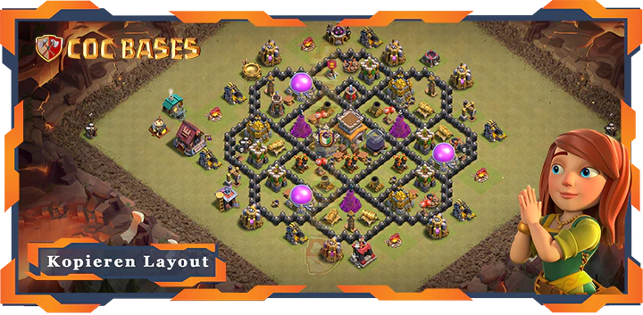 Beste Krieg Basis RH8 max level met Link, Anti 2 Stern, Anti Luft Drache layout - Clash of Clans (97)