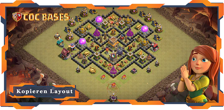 Beste Krieg Basis RH8 max level met Link, Anti 3 Stern, Anti Alles layout - Clash of Clans (95)