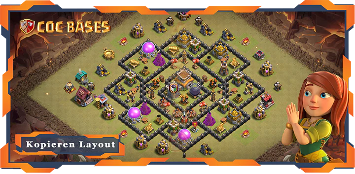 Beste Krieg Basis RH8 met Link, Anti 2 Stern, Anti Luft Drache layout - Clash of Clans (91)