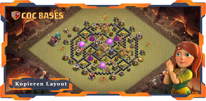 Beste Krieg Basis RH8 met Link, Anti 2 Stern, Hybrid layout - Clash of Clans (71)