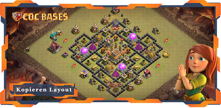 Beste Krieg Basis RH8 met Link, Anti 3 Stern, Anti Alles layout - Clash of Clans (80)