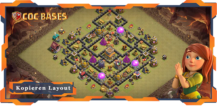 Beste Krieg Basis RH8 met Link, Anti 3 Stern, Anti Luft Drache layout - Clash of Clans (83)