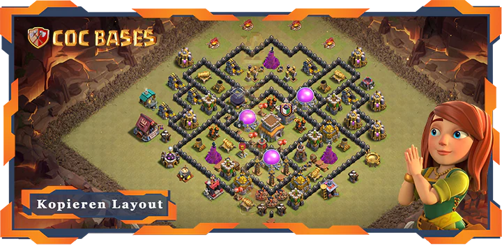 Beste Krieg Basis RH8 met Link, Anti 3 Stern, Hybrid layout - Clash of Clans (67)
