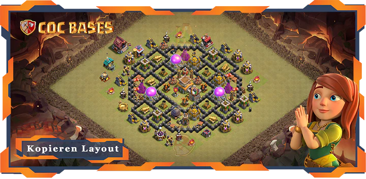 Beste Krieg Basis RH8 met Link, Anti Luft Drache, Anti 2 Stern layout - Clash of Clans (72)