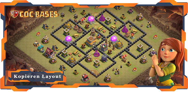 Beste Krieg Basis RH8 met Link, Anti Luft Drache, Verdediging layout - Clash of Clans (105)