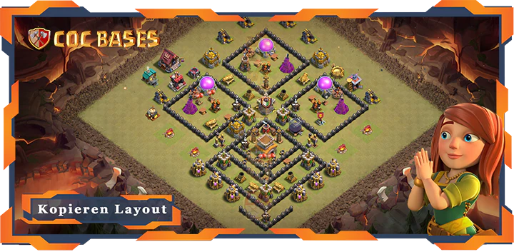 Beste Krieg Basis RH8 met Link, Anti Luft Drache, Verdediging layout - Clash of Clans (77)