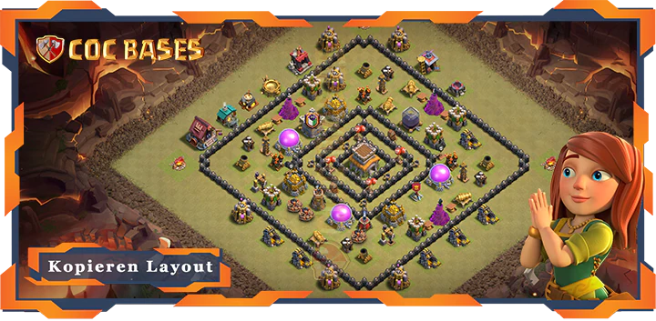 Beste Krieg Basis RH8 met Link, Hybrid, Anti 3 Stern layout - Clash of Clans (75)