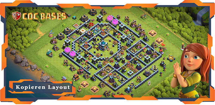 Beste Trophäe Basis RH13 met Link, Anti Luft Elektro Drache layout - Clash of Clans (87)