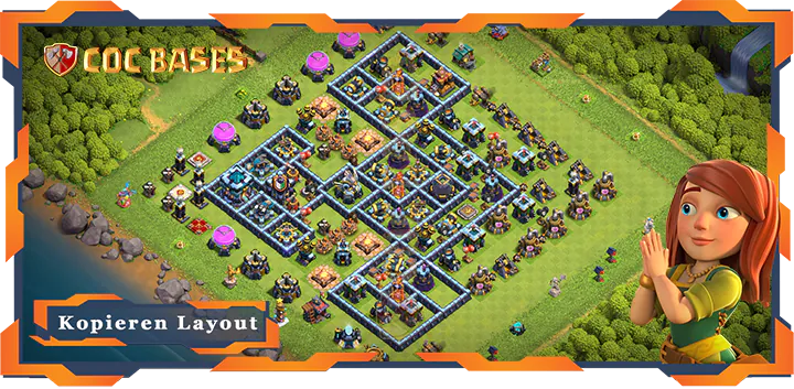 Beste Trophäe Basis RH13 met Link, Verteidigung, Anti Alles layout - Clash of Clans (80)