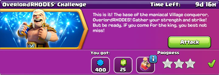 OverlordRHODES' Challenge - 3 stars completed
