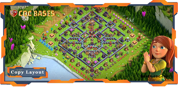 Top Base TH15 with Link, Anti Trophy, Defense Layout - Clash of Clans (166)