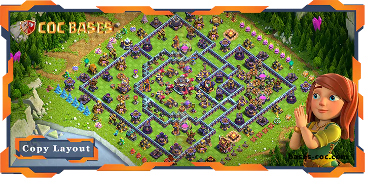 Top Base TH15 with Link, Hybrid, Anti 2 Star Layout - Clash of Clans (160)