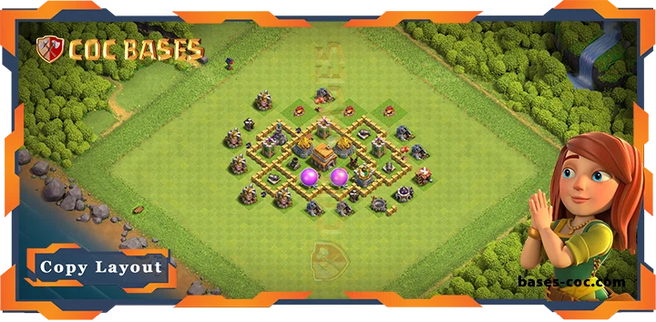 Top Farming Base TH5 with Link, Anti 3 Star Layout - Clash of Clans (93)
