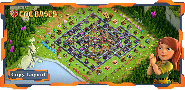 Top Hybrid Base TH15 with Link, Anti 2 Star, Defense Layout - Clash of Clans (176)