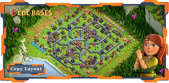 Top War Base TH15 with Link, Anti Trophy, Defense Layout - Clash of Clans (152)