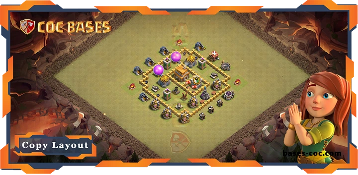 Top War Base TH5 with Link, Hybrid, Defense Layout - Clash of Clans (100)