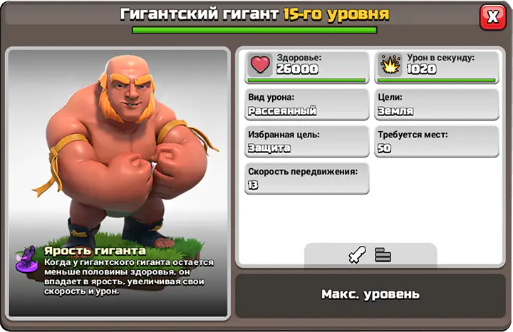 Гигант-Гигант уровень 15 (макс)