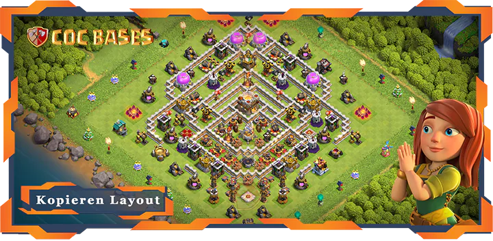 Beste Anti 2 Stern Basis RH11 met Link, Hybrid layout - Clash of Clans (64)
