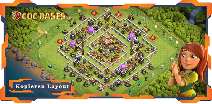 Beste Anti 2 Stern Basis RH11 met Link, Legenden-Liga layout - Clash of Clans (135)